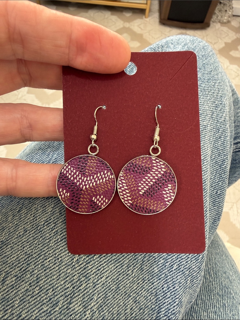 Goyard repurposed material Textured Round Earrings upcycled